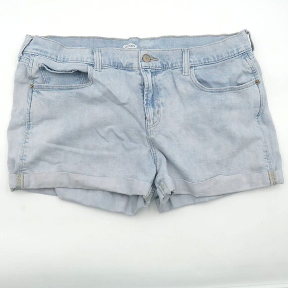 Old Navy Shorts Womens Size 14 Boyfriend Light Wash Denim Blue Jean Rolled Hem - Picture 1 of 10